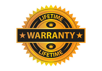 Life Time Warranty Gold Stamp. Symbol, Logo, Sticker, Icon Label, Seal, Highest Customers Satisfaction, Vector Illustration.