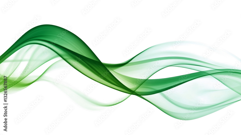 Poster abstract green wave design on white background. color flow liquid wave for design brochures, and web