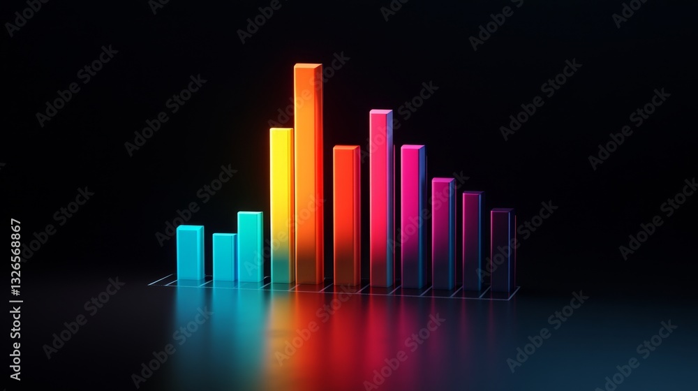 Poster a basic d bar graph with distinct color bars, designed for easy data visualization in a business pre