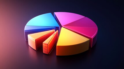 Obraz premium A D pie chart with sharp, crisp lines, and color-coded sections, making it ideal for clear data visualization.