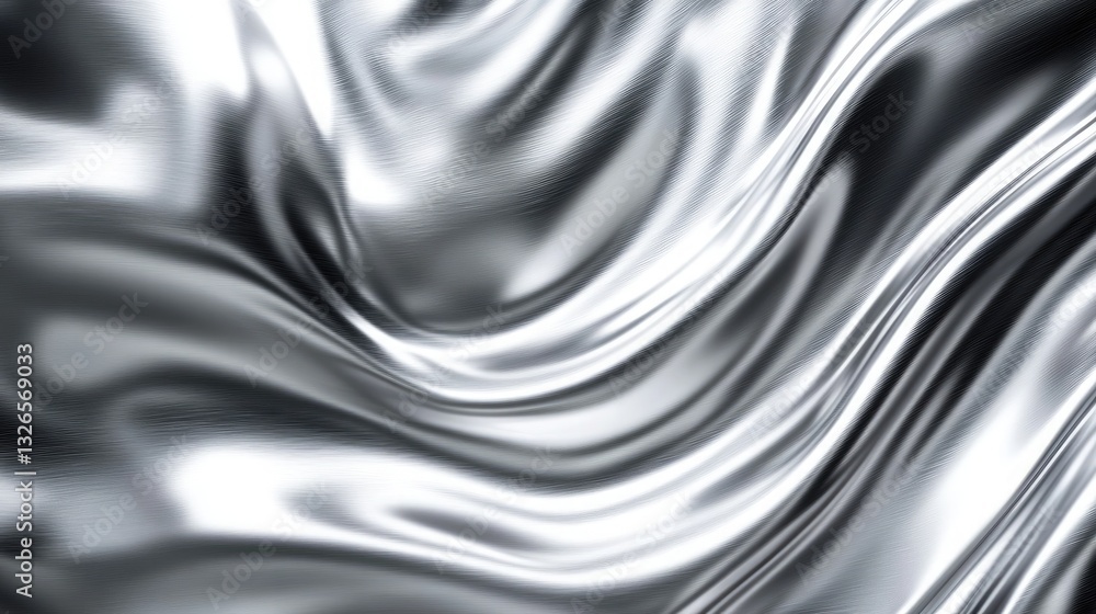 Poster abstract silver metal texture background with smooth waves and shiny surface