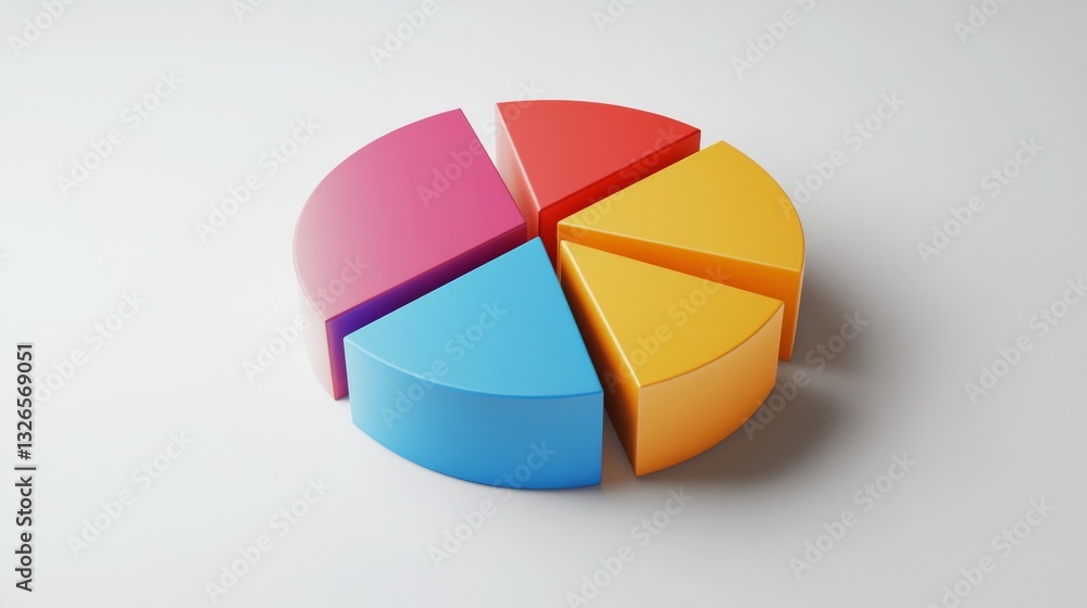 Fototapete a clean and simple d pie chart with distinct segments, ideal for presenting data in a clear and prof