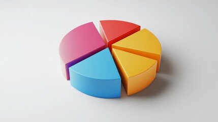 Obraz premium A clean and simple D pie chart with distinct segments, ideal for presenting data in a clear and professional manner.