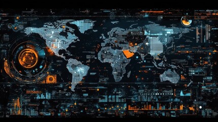 Futuristic Digital World Map