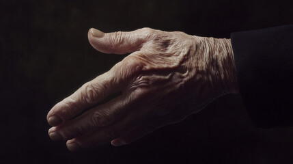 A profound representation of time the detailed textures of an elderly hand captured in photorealism