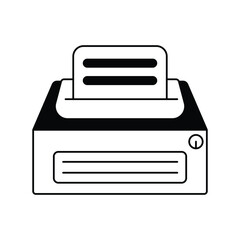 printer glyph outline icon with white background vector stock illustration