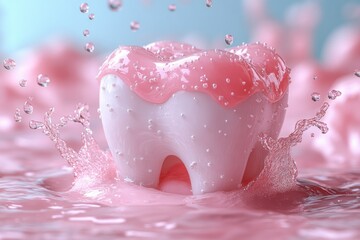 Cleaning and Protecting Teeth and Gums for Oral Hygiene and Health in a 3D Illustration