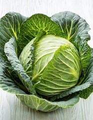 Fototapeta premium Fresh Ripe Cabbage Isolated on a White Background