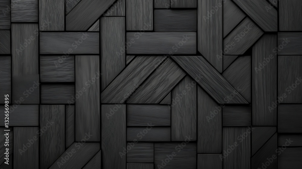 Poster a close-up view of a dark woven pattern, showcasing intricate textures and geometric shapes in a mon