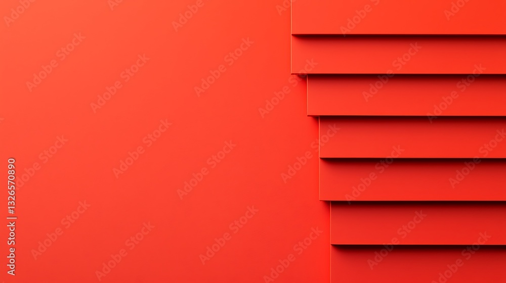 Aufkleber a vibrant red wall with layered textures, creating a modern and dynamic visual appeal.