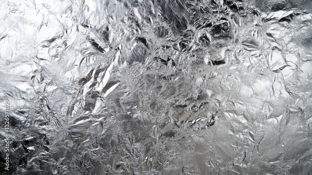 Poster abstract silver foil texture background image with crumpled metallic surface and reflective light