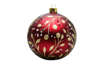 Beautiful red Christmas ornament with gold design