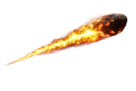 Fiery meteor streaking across a clear sky