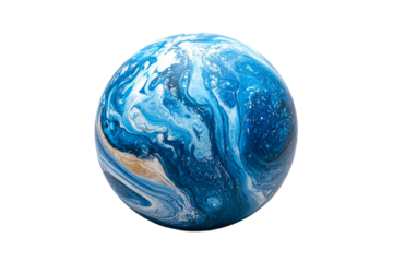 Swirling blue marble on a clear background