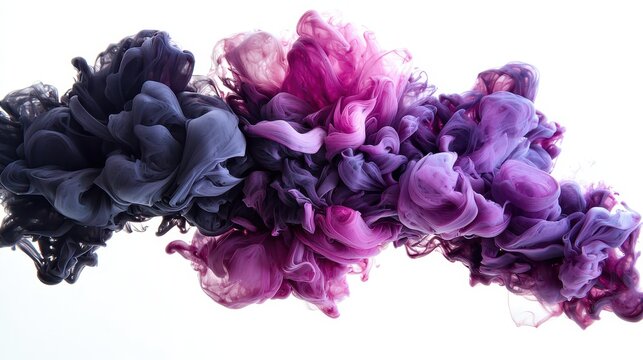 Colorful Swirling Ink in Water with Shades of Purple and Black