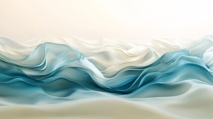 Fototapeta premium Soft ocean waves in aquamarine and shimmering cream plain background