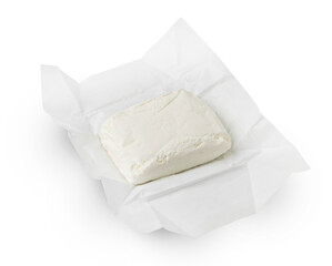 Pack of cottage cheese isolated on transparent background