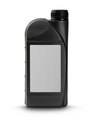 Machine oil in a plastic canister isolated on a transparent background