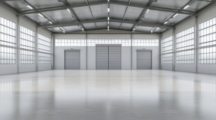 Fototapeta premium Spacious Modern Industrial Warehouse Interior