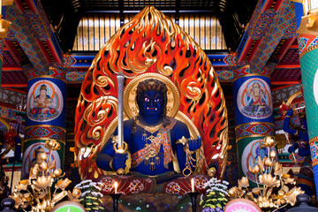 Fudo Myoo statue or Acala in Daitou or Great Peace Pagoda for japanese people visit and praying of...