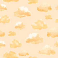 Soft yellow clouds drift across a light beige sky creating a calming atmosphere for any design project