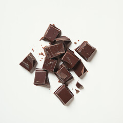 chocolate with nuts, chocolate isolated on white background, Composition of flying pieces of chocolate, white background, isolated objects, realistic, cut chocolate