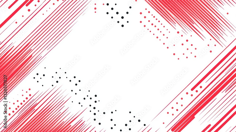 Aufkleber abstract red and white diagonal lines and dots background.