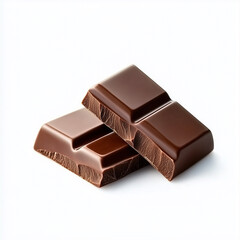dark chocolate bar, chocolate isolated on white background, Composition of flying pieces of chocolate, white background, isolated objects, realistic, cut chocolate