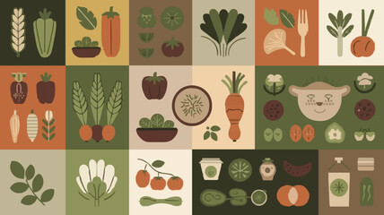 Vibrant Food Icon Set in Harmonious Color Palette