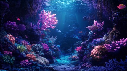 Obraz premium Art Digital Artwork View Coral Logo Glowing Text Reef