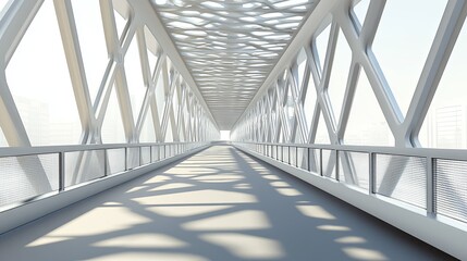 Obraz premium A clean image of a contemporary bridge with geometric patterns and an empty walkway. picture