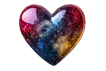 Heart shaped galaxy art with colorful cosmic patterns