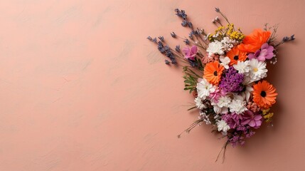 Bright wildflowers arranged artistically on textured parchment creating a vibrant background