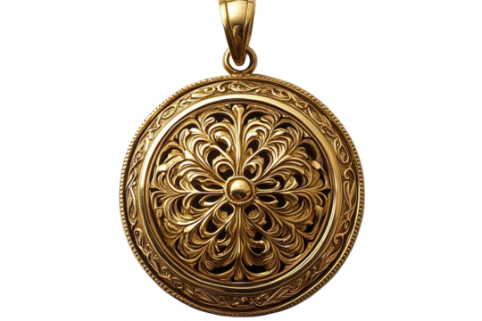 Elegant gold pendant with intricate floral design