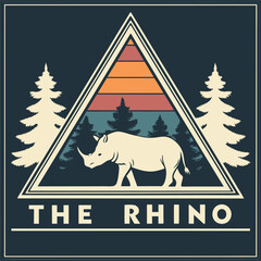 Retro Rhino T-Shirt Design - Vintage Style Graphic Tee for Animal Lovers