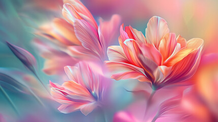 Vibrant, pastel, soft, dreamy, ethereal, and beautiful floral background. Backdrop for cosmetics, spa, perfume, beauty salon, florist shop, invitation, gift cards, health care product