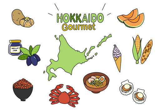 北海道のご当地グルメ・名産　イラストセット