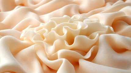 Peach silk fabric texture, draped folds