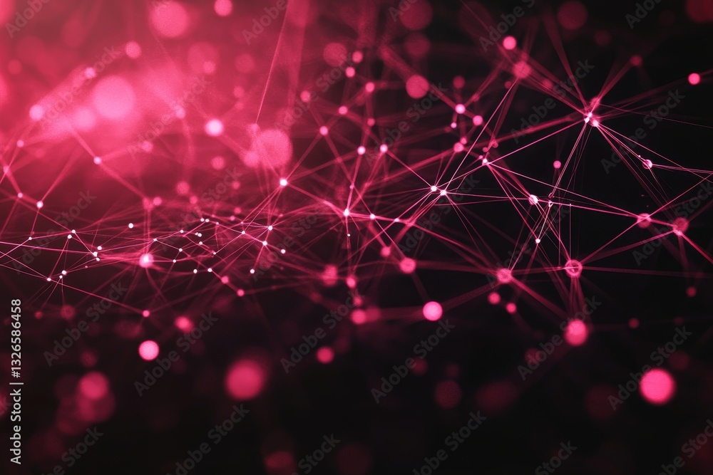 Aufkleber abstract glowing red digital connections on black background representing global network and ai