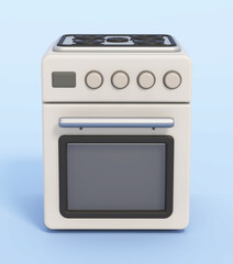 Cartoon oven isolated on blue background. 3D illustration