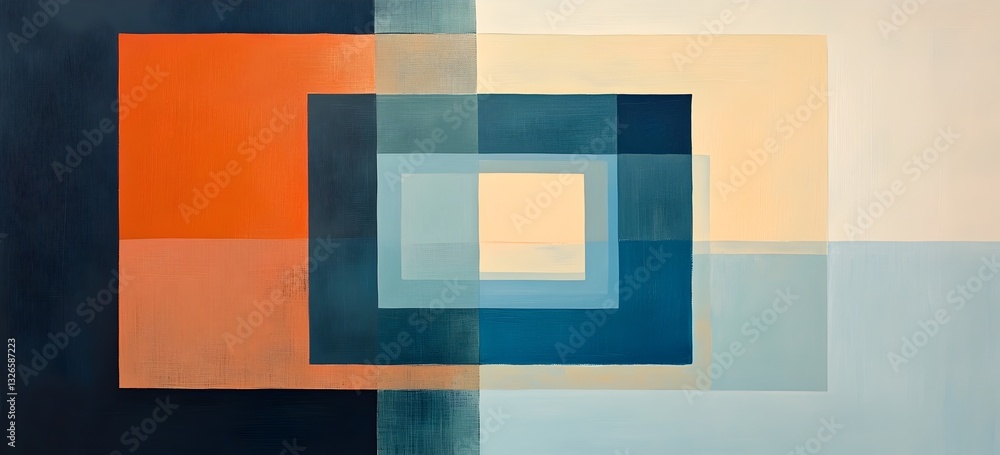 Wall mural geometric abstraction: a modern artwork showcasing an intricate interplay of squares and rectangles 