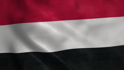 Yemen national flag waving in wind. Realistic flag background. 3d illustration