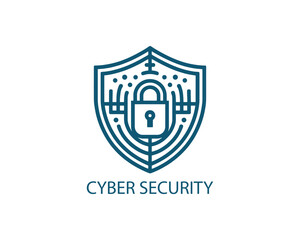 Obraz premium Cyber security logo icon symbol vector illustration. Modern security lock logo