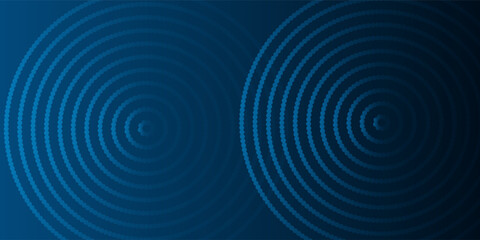 Futuristic abstract banner with abstract water rings, ripples on dark blue background. Modern design vector illustration.