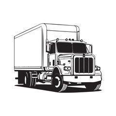 Fototapeta premium Truck line art silhouette vector illustration