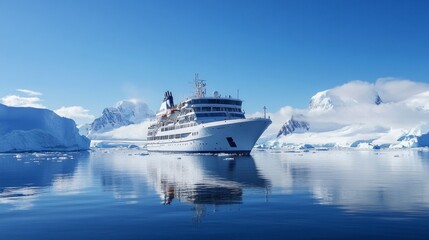Majestic Ship in Iceberg Landscape