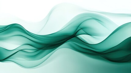Obraz premium Abstract teal smoke waves on white background.