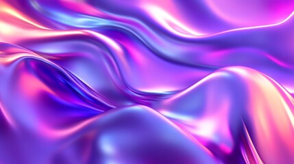 Fototapeta premium A futuristic iridescent fluid abstract design, with vibrant purple and pink tones flowing in smooth, dynamic waves