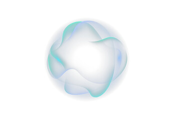 Liquid neon flows in a glowing circle frame, highlighting a sphere with a smooth gradient background. This abstract vector design forms a 3D banner illustration with radiant light in cosmic space png