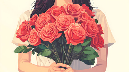 Stunning Rose Bouquet Illustration on Isolated Background for Creative Design Projects